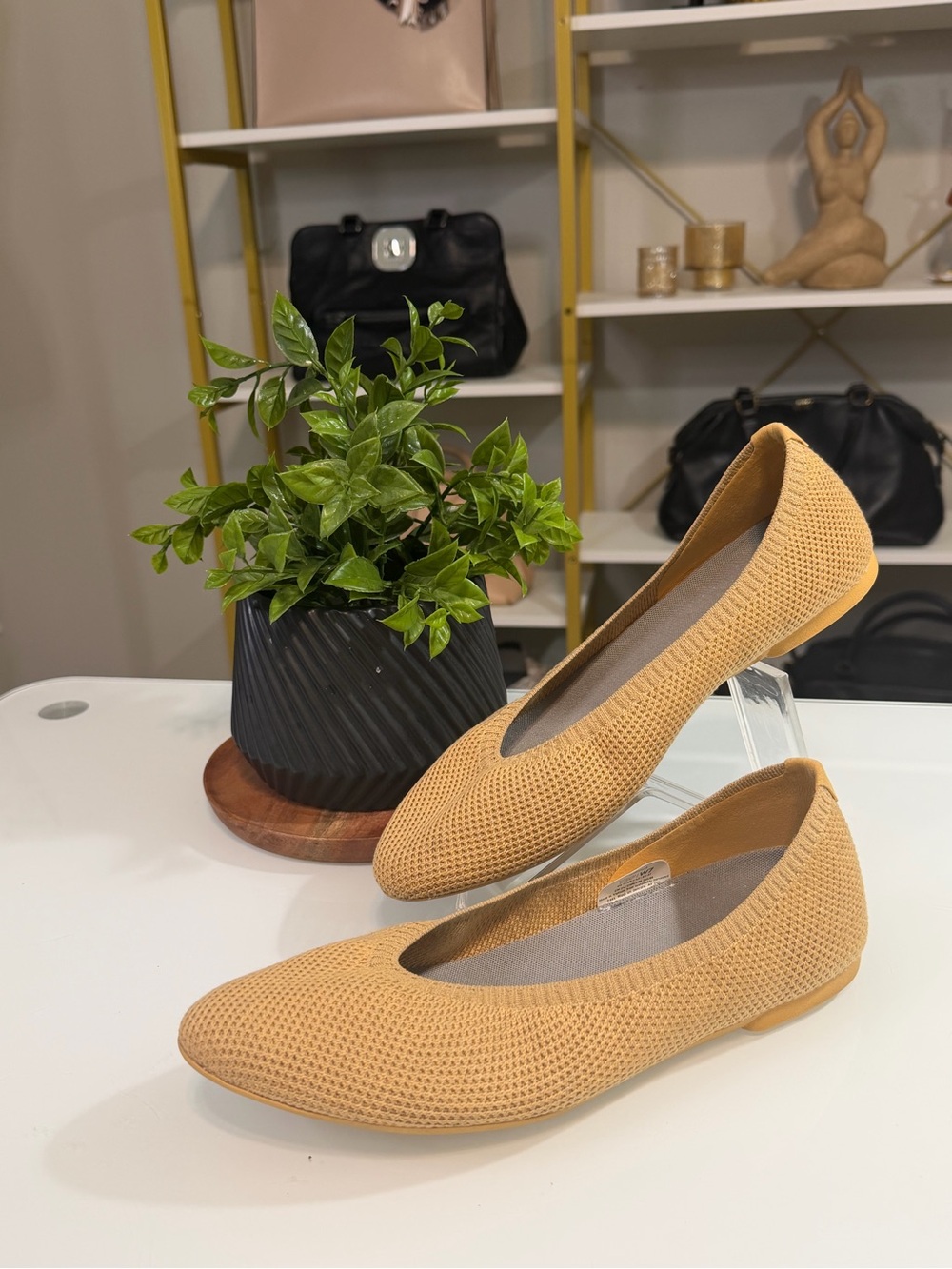 allbirds Women's Knit Ballet Flats in Light Yellow